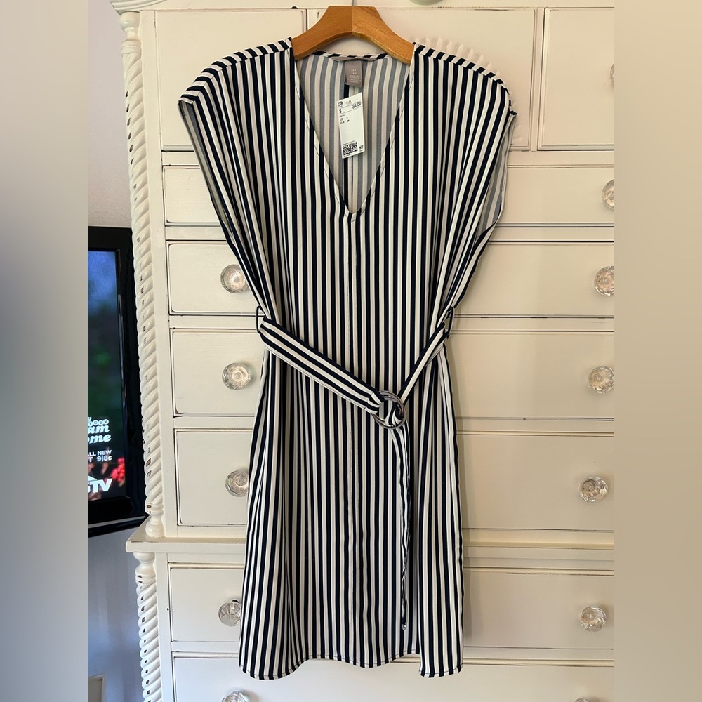 H&M Black and White Striped Dress